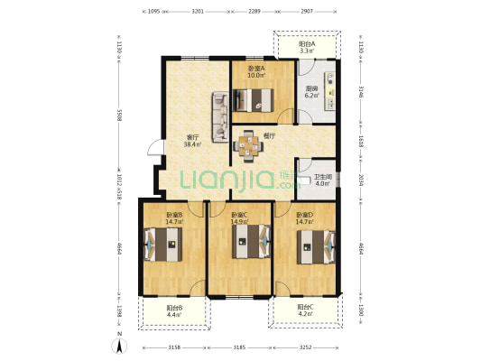 凤山社区 4室1厅1卫 148平方
