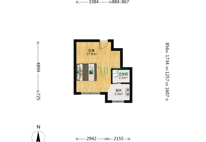 大连翡翠春城1室0厅1卫35 65 户型图 翡翠春城户型图详情 大连链家