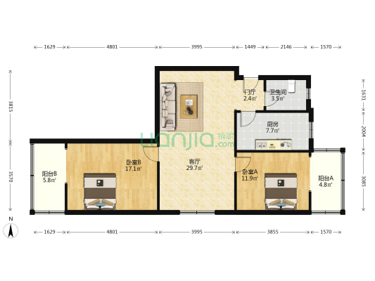 红墙巷79号 2室1厅1卫 102平方