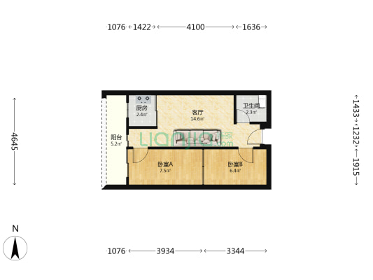 和华尚悦公馆 2室1厅1卫 59平方