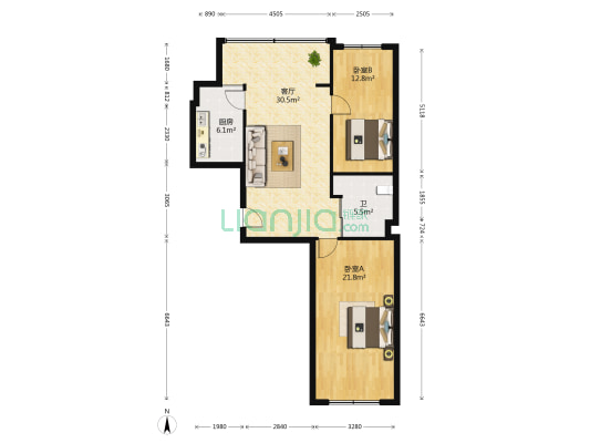 仁里兴业 2室1厅1卫 96平方