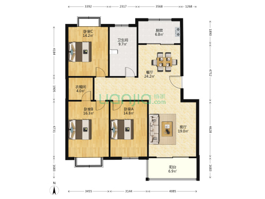 文景苑 3室2厅1卫 141平方