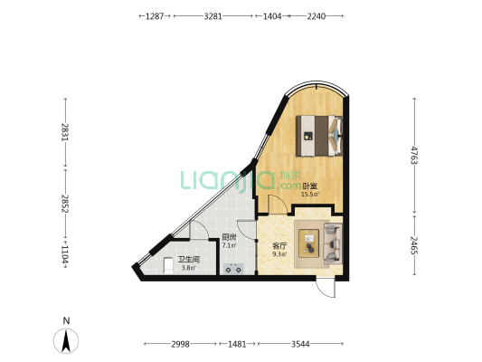 振兴大厦 1室1厅1卫 44平方