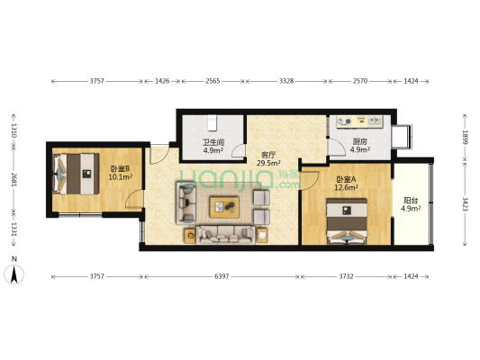 金龙路8号 2室1厅1卫 81平方