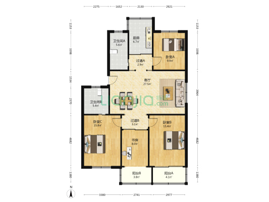 后亭子社区园沙路 4室1厅2卫 134平方