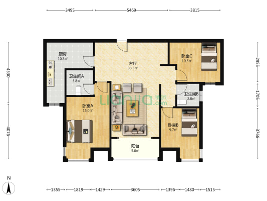 北京发展房主诚意出售，地段好。-户型图