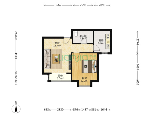 锦盛里 1室1厅1卫 67平方