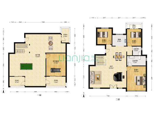 世茂国风 4室1厅2卫 238平方