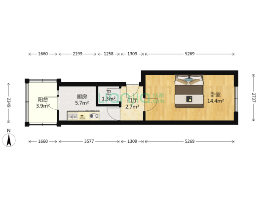 大安街 1室0厅1卫 32平方