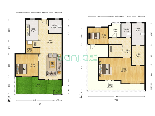 绿地美湖 3室1厅3卫 176平方