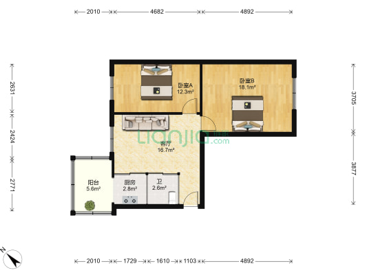 汉兴街 2室1厅1卫 67平方