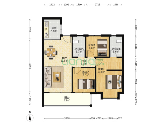 三一云谷 3室1厅2卫 97平方