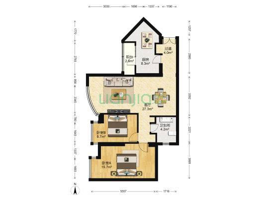 朝阳园 2室1厅1卫 109平方