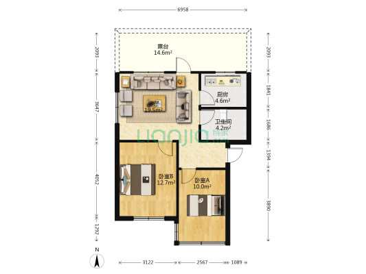 柯亭小区 2室1厅1卫 64平方