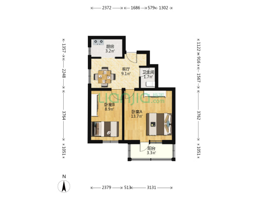 中京几道 2室1厅1卫 51平方