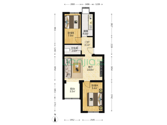 府前东街九院 2室1厅1卫 62平方
