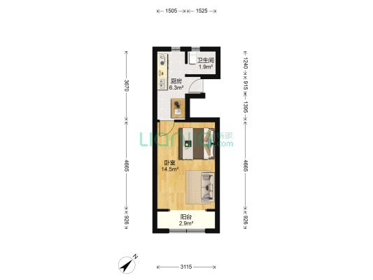 宛南六村 1室0厅1卫 31平方