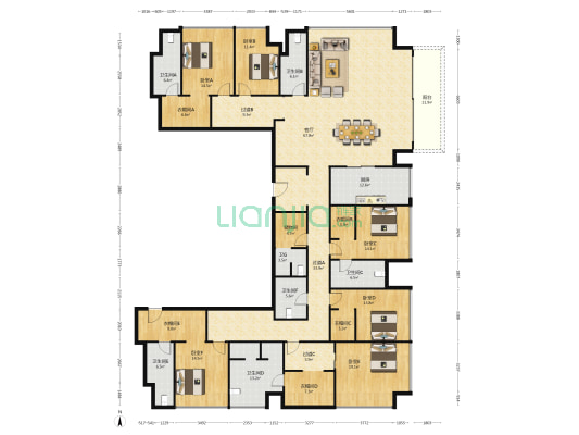 运达中央广场三期 6室1厅7卫 516平方