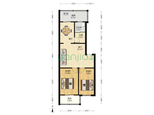 燕新里昌盛楼  2室1厅1卫 78平方