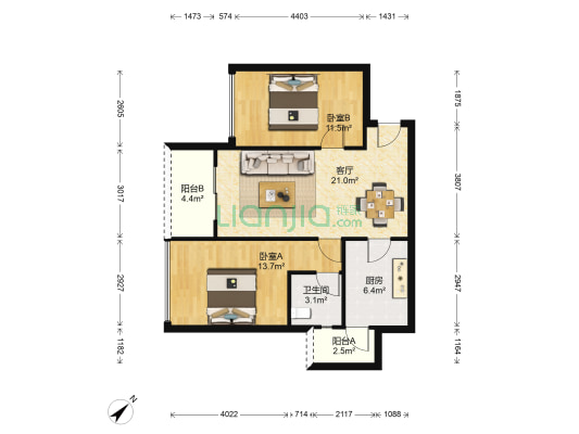 东林道三四期 2室1厅1卫 75平方