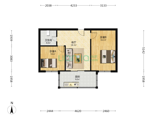 延安路一段 2室1厅1卫 70平方