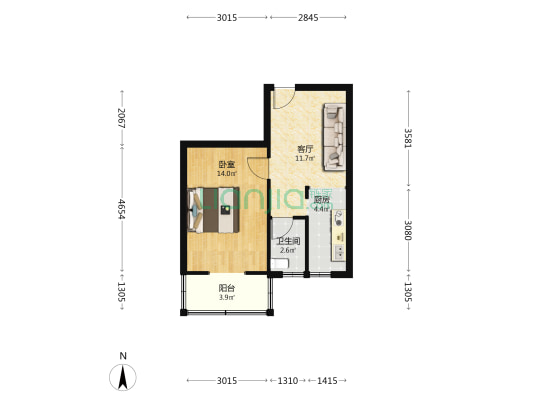 万全里 1室1厅1卫 46平方