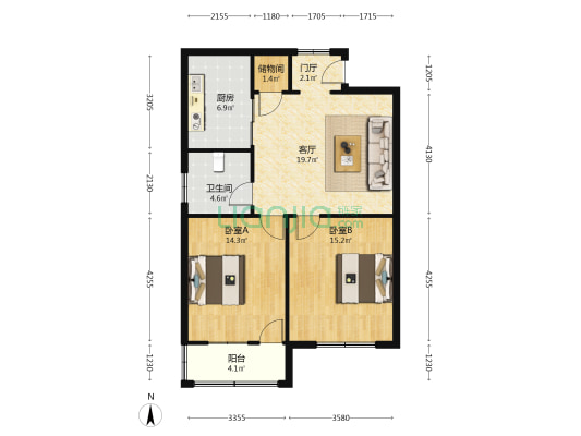 绮山路74弄33号 2室1厅1卫 74平方