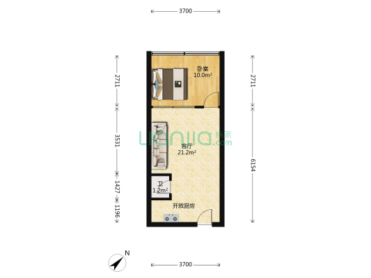 天宇银座 1室1厅1卫 48平方