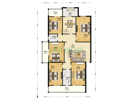 检察院小区 5室2厅2卫 188平方