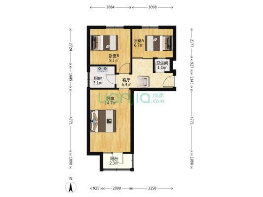 职教小区 3室1厅1卫 56平方