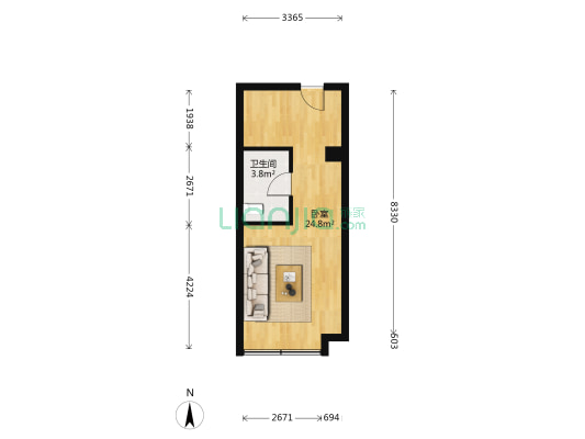 和昌水发新悦广场 1室0厅1卫 44平方