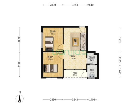 福雅居 2室1厅1卫 61平方
