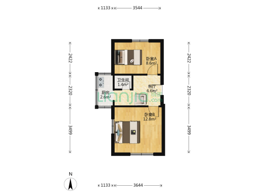 长春路（新起屯商圈） 2室1厅1卫 45平方