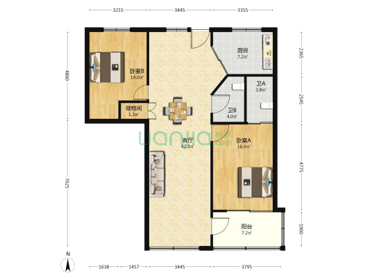 康泰大楼(鹿城区) 2室1厅2卫 132平方