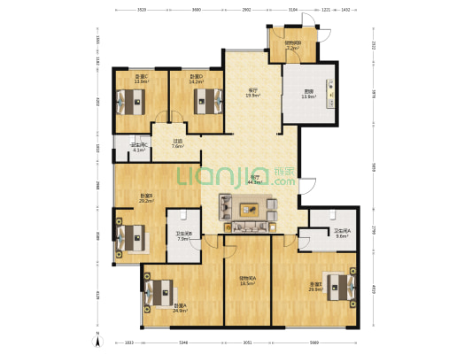摩天石 5室2厅3卫 314平方