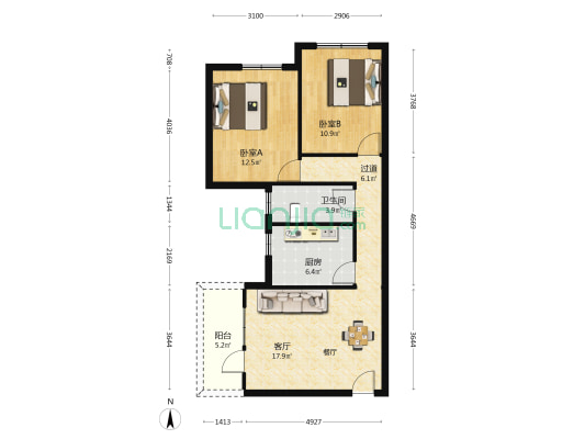 珠海海事局家属院 2室1厅1卫 77平方