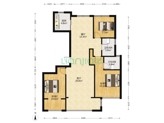 学府新城闻涛园 3室2厅2卫 119平方