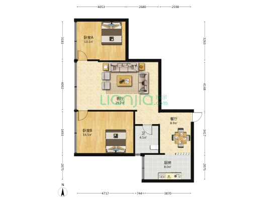 新兴大厦 2室2厅1卫 86平方