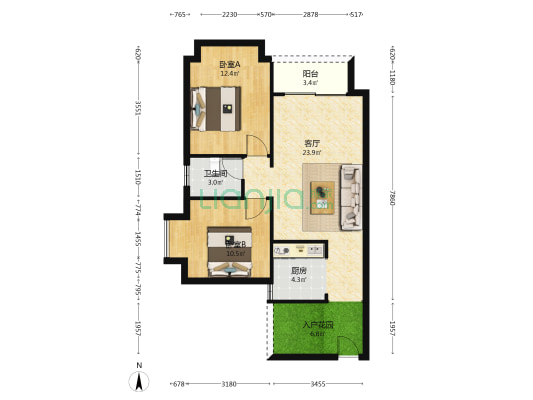 灏景华府 2室1厅1卫 80平方