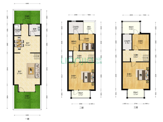 奥林匹克花园 4室2厅3卫 170平方