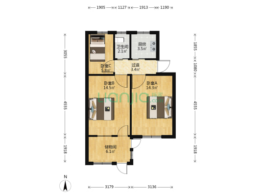 燕江路 3室0厅1卫 60平方