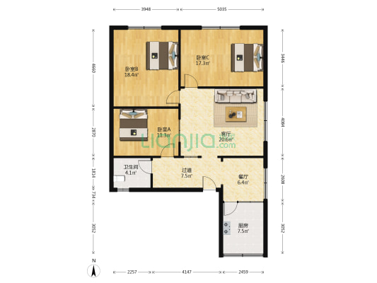 纺织街149号 3室2厅1卫 123平方