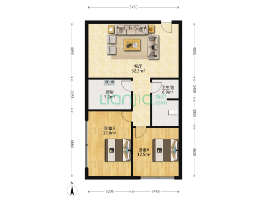 春升公寓 2室1厅1卫 87平方