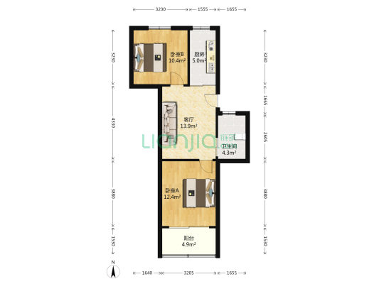 南洋花园 2室1厅1卫 64平方
