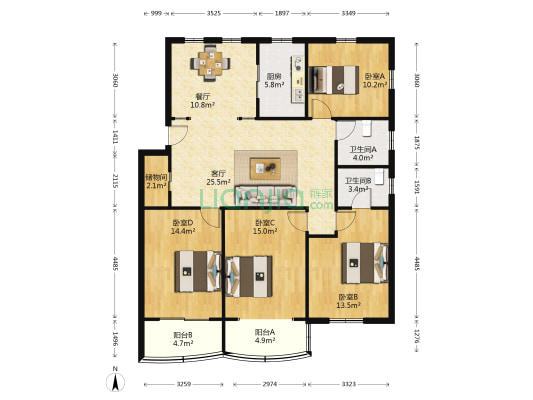 海杨公寓 4室2厅2卫 149平方