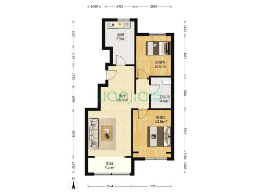 集美雍阳 2室1厅1卫 88平方