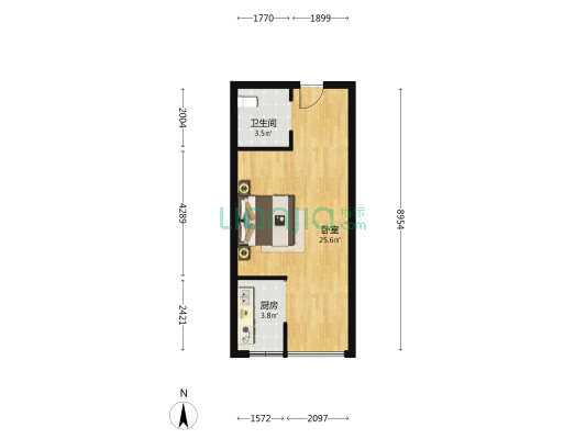 小米公寓 1室0厅1卫 45平方
