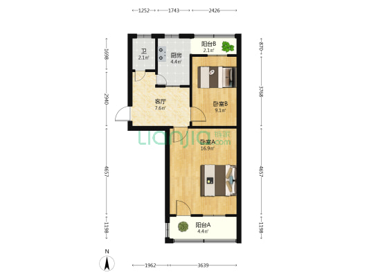 许昌市祥和社区 2室1厅1卫 53平方