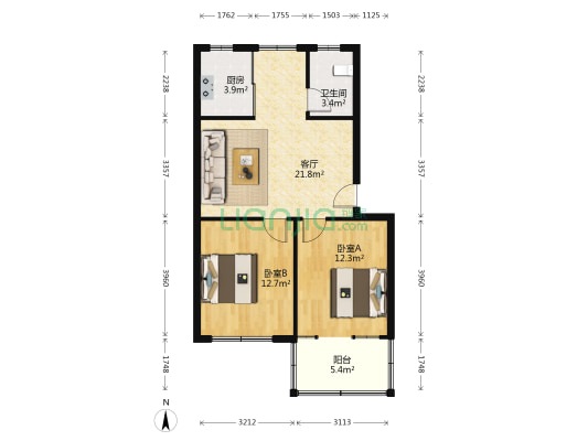 和合二村 2室1厅1卫 71平方