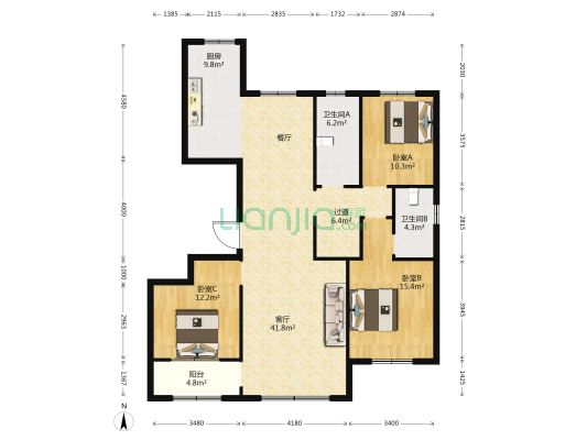 玉琳苑 3室1厅2卫 153平方